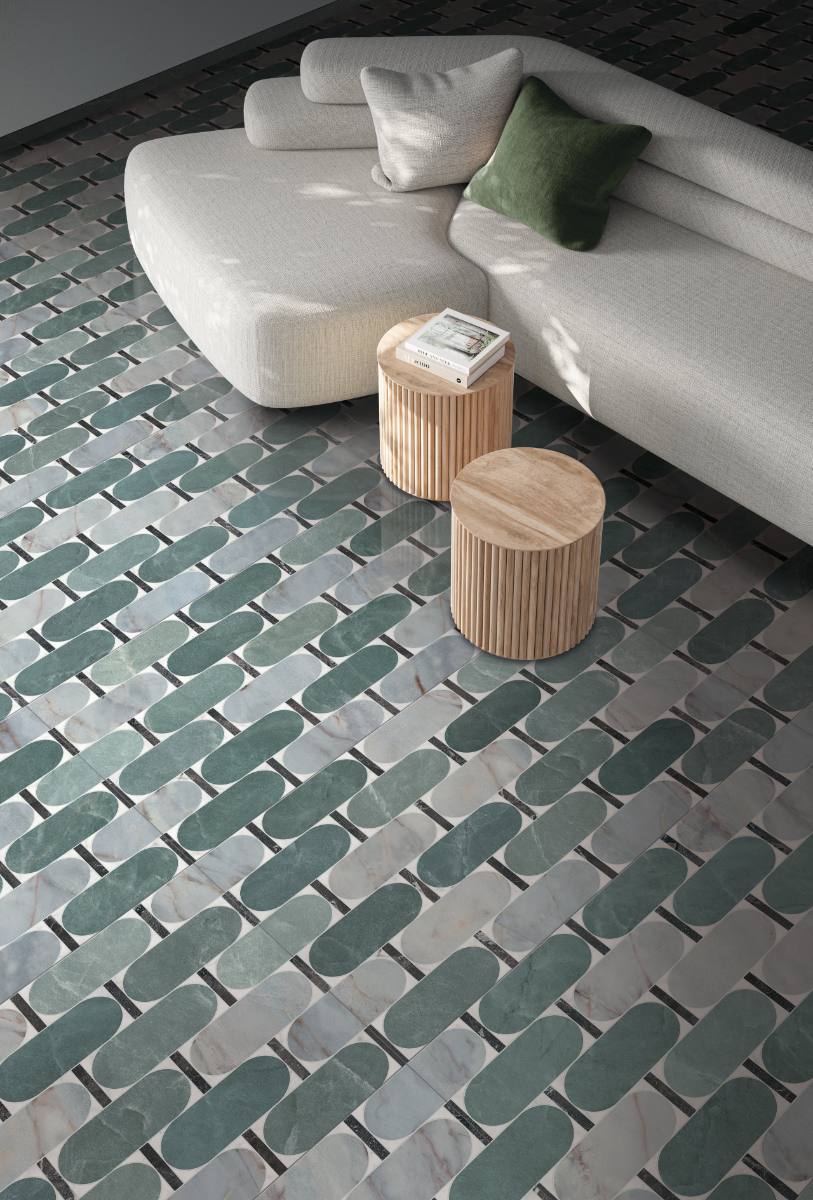 Mosaikfliese in Marmoroptik ABK Sensi Fantasy Abacus, 60x120 cm, 8,5 mm, poliert 3D-strukturiert (Lux 3D)