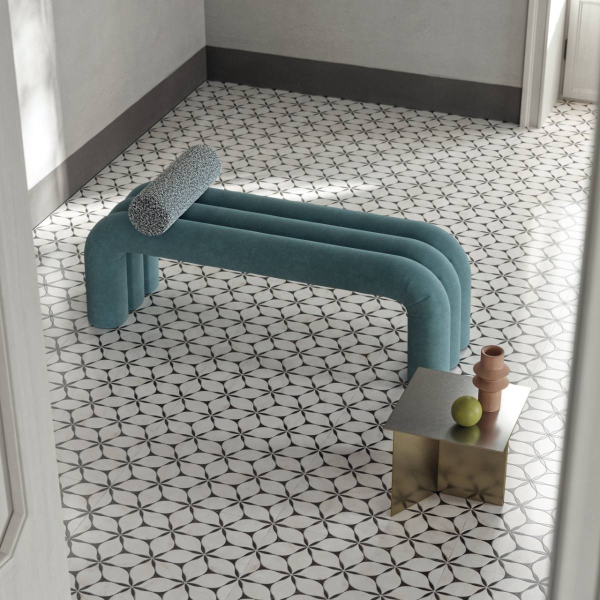 Mosaikfliese in Marmoroptik ABK Sensi Fantasy Flower, 60x120 cm, 8,5 mm, poliert 3D-strukturiert (Lux 3D)