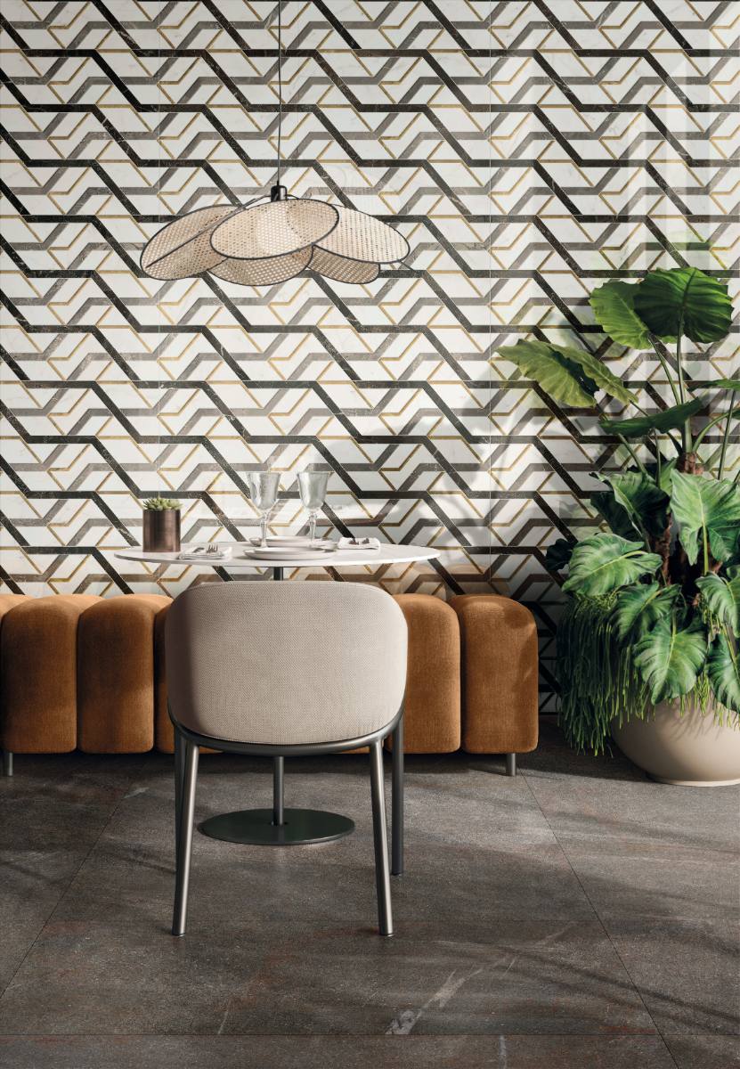 Mosaikfliese in Marmoroptik ABK Sensi Fantasy Spider, 60x120 cm, 8,5 mm, poliert 3D-strukturiert (Lux 3D)