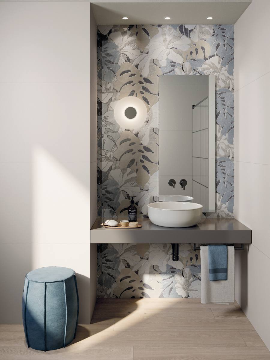 Mosaikfliese in Marmoroptik ABK Sensi Fantasy Tahiti, 60x120 cm, 8,5 mm, poliert 3D-strukturiert (Lux 3D)