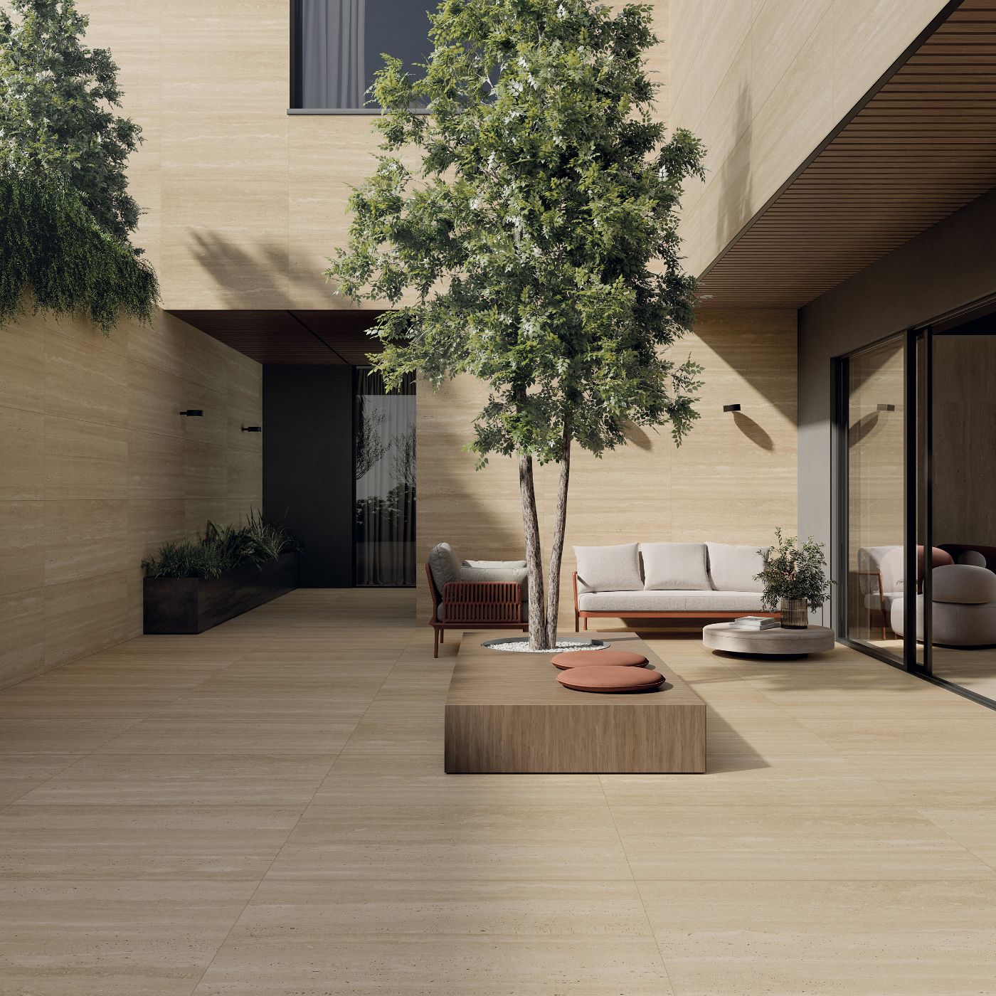 Terrassenplatte in Steinoptik ABK Sensi Roma Cream, 60x120 cm, 20 mm, für aussen, rutschhemmend R11