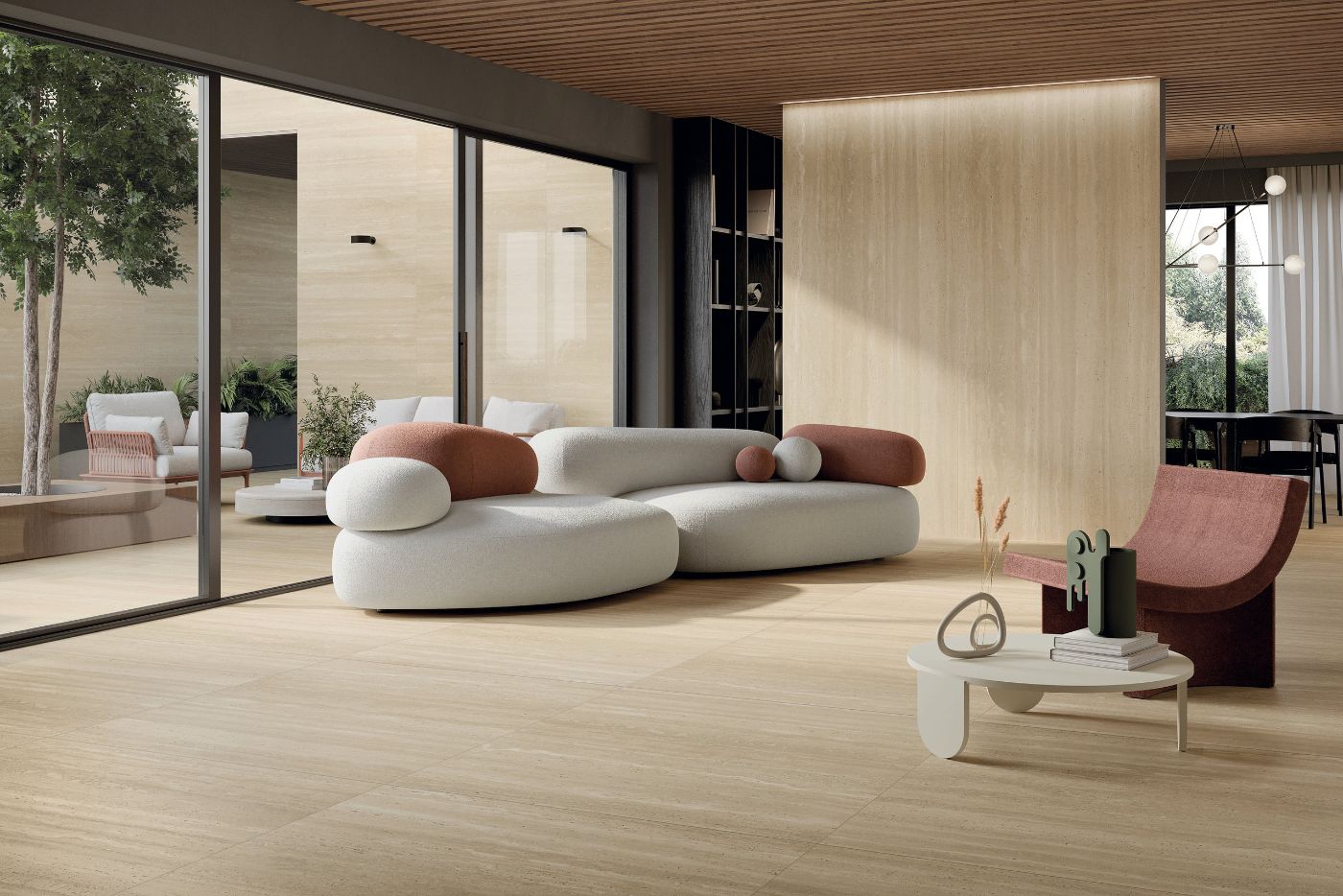 Terrassenplatte in Steinoptik ABK Sensi Roma Cream, 60x120 cm, 20 mm, für aussen, rutschhemmend R11