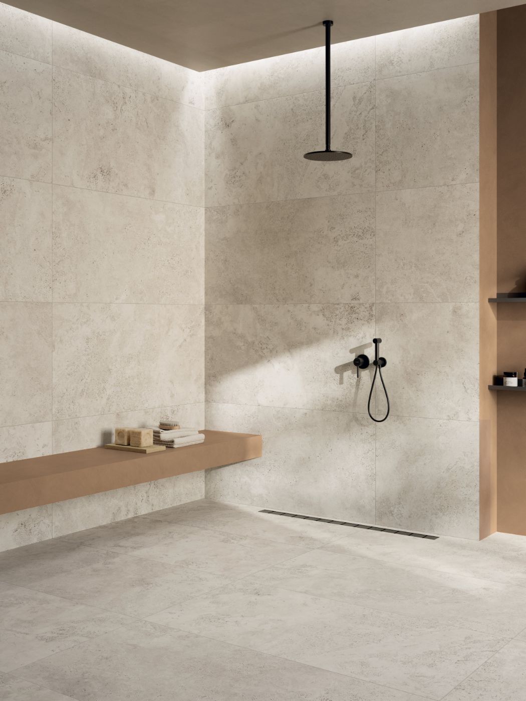 Terrassenplatte in Steinoptik ABK Sensi Roma Cross Ivory, 60x120 cm, 20 mm, für aussen, rutschhemmend R11