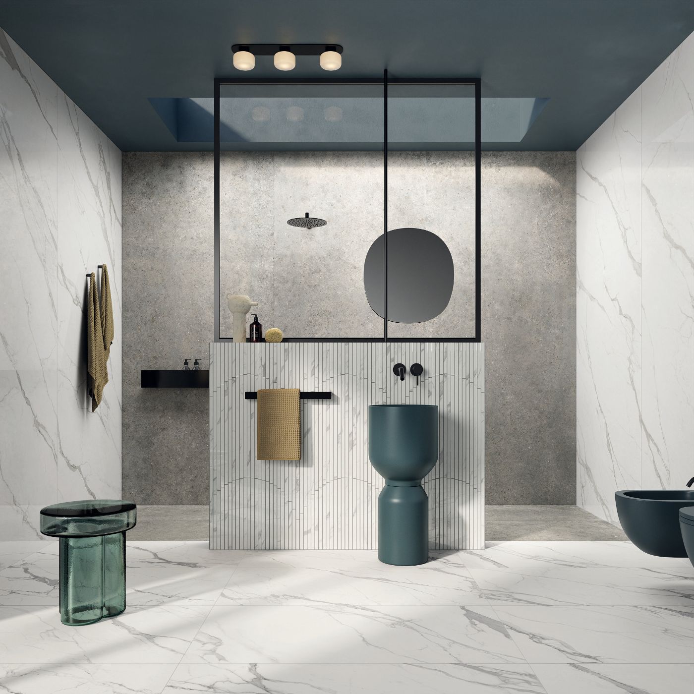 Feinsteinzeug in Marmoroptik ABK Sensi Signoria Statuario Light, 120x120 cm, 8,5 mm, poliert (lux)