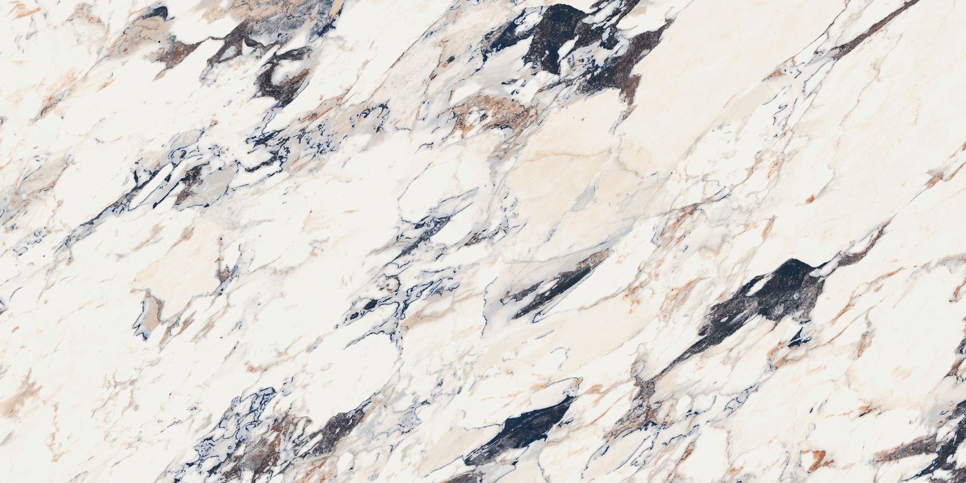 Feinsteinzeug in Marmoroptik ABK Sensi Up Breccia Melange, 60x120 cm, 8,5 mm, poliert (lux)