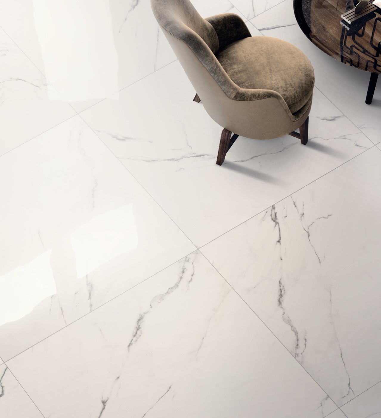 Feinsteinzeug in Marmoroptik ABK Sensi Up Statuario Ultra, 80x80 cm, 8,5 mm, natur matt