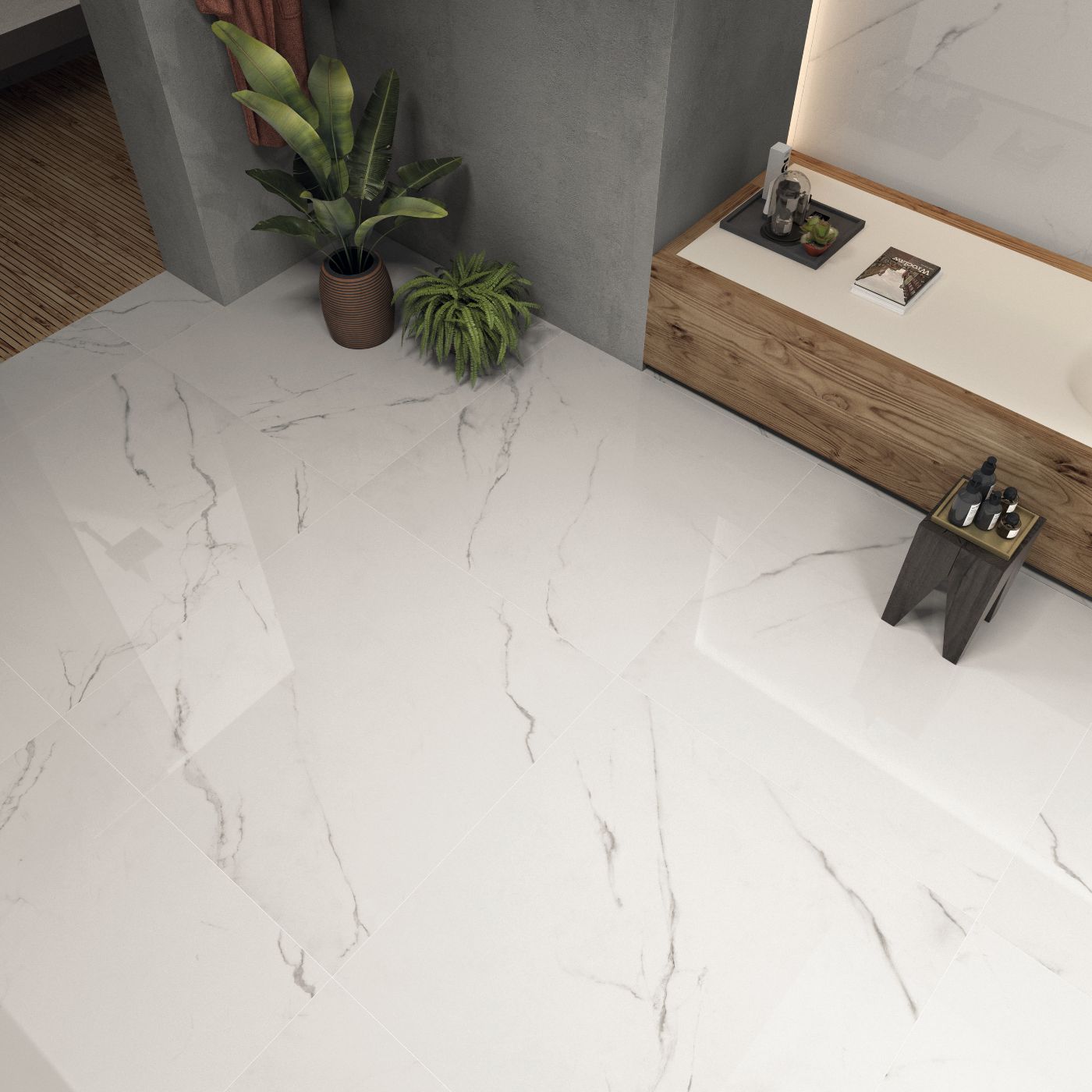 Feinsteinzeug in Marmoroptik ABK Sensi Up Statuario Ultra, 80x80 cm, 8,5 mm, natur matt