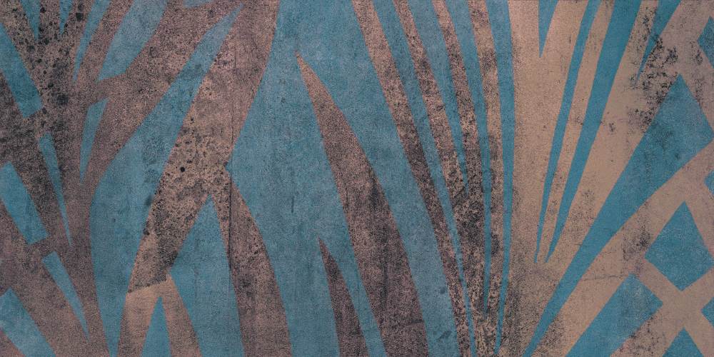 Gemusterte Dekorfliese ABK Wide&Style Jungle Blue, 120x240 cm (4 x 60x120 cm), 8,5 mm, matt