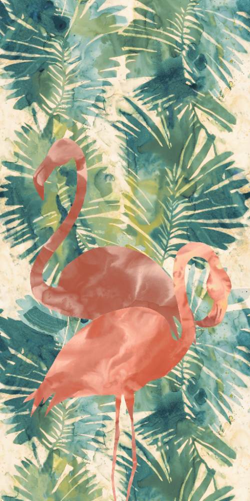 Gemusterte Dekor-Grossformatplatte ABK Wide&Style Tropical Flamingo, 160x320 cm, 6 mm, matt