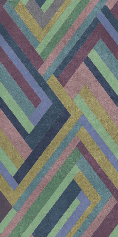 Gemusterte Dekor-Grossformatplatte ABK Wide&Style Blocks Violet, 160x320 cm, 6 mm, matt