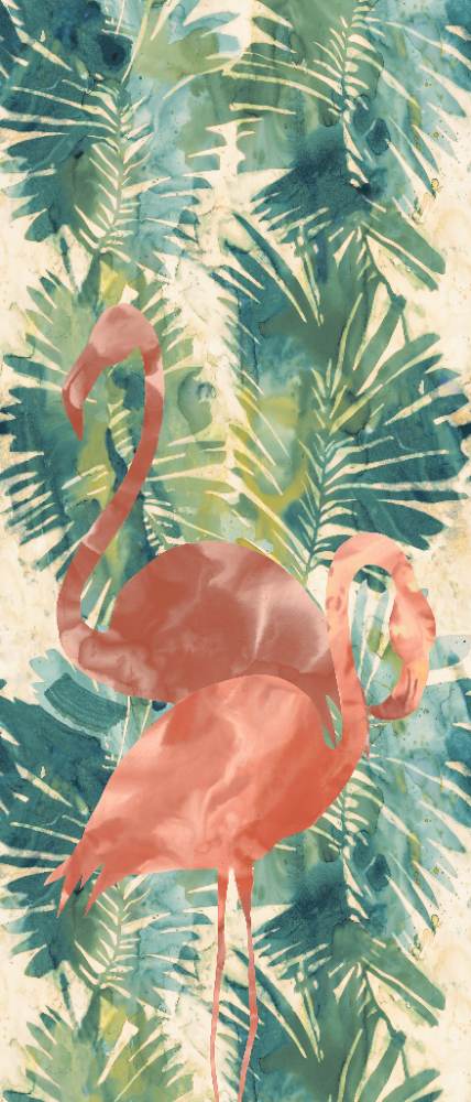 Gemusterte Dekor-Grossformatplatte ABK Wide&Style Tropical Flamingo, 120x280 cm, 6 mm, matt