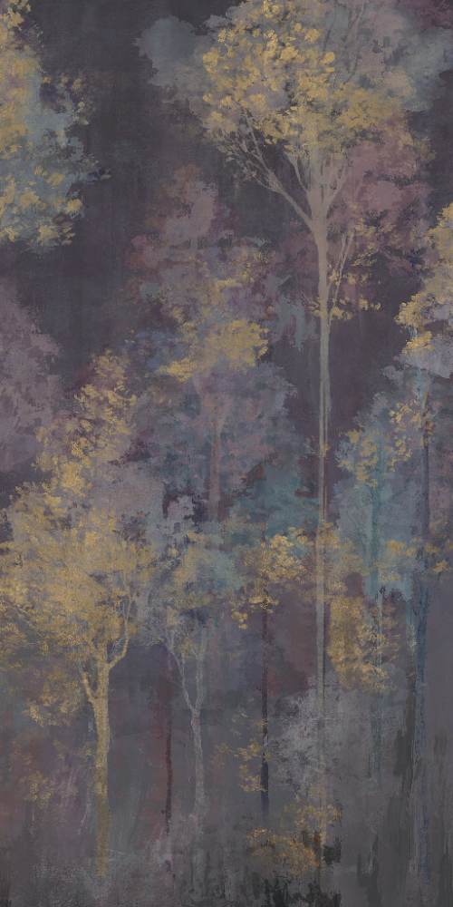 Gemusterte Dekor-Grossformatplatte ABK Wide&Style Trees Purple B, 160x320 cm, 6 mm, matt