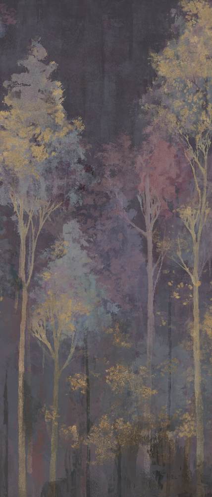 Gemusterte Dekor-Grossformatplatte ABK Wide&Style Trees Purple A, 120x280 cm, 6 mm, matt