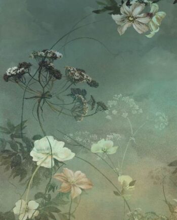 Gemusterte Dekor-Grossformatplatte ABK Wide&Style Country Flowers Green A, 160x320 cm, 6 mm, matt