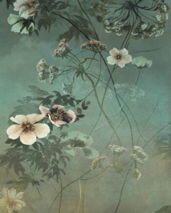 Gemusterte Dekor-Grossformatplatte ABK Wide&Style Country Flowers Green B, 160x320 cm, 6 mm, matt