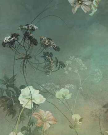Gemusterte Dekor-Grossformatplatte ABK Wide&Style Country Flowers Green A, 120x280 cm, 6 mm, matt