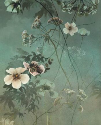 Gemusterte Dekor-Grossformatplatte ABK Wide&Style Country Flowers Green B, 120x280 cm, 6 mm, matt
