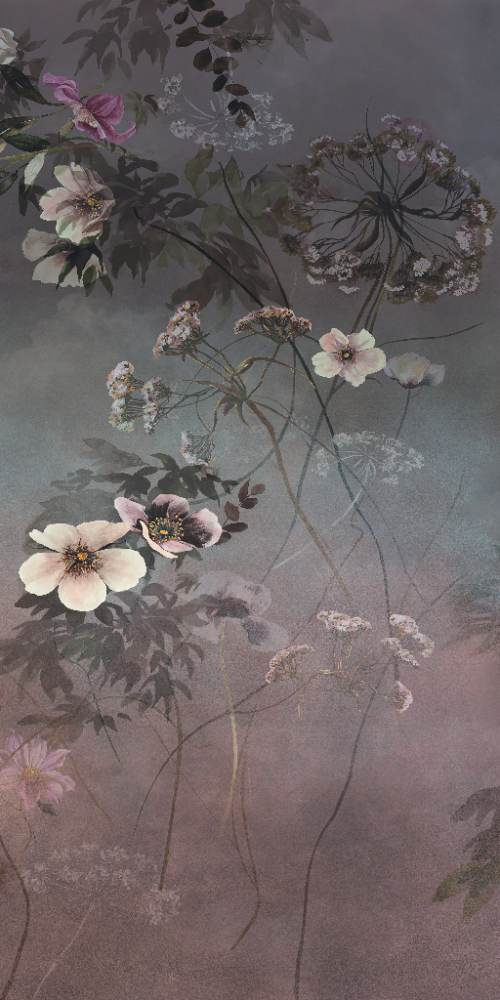 Gemusterte Dekor-Grossformatplatte ABK Wide&Style Country Flowers Pink B, 160x320 cm, 6 mm, matt
