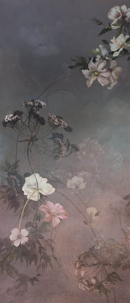 Gemusterte Dekor-Grossformatplatte ABK Wide&Style Country Flowers Pink A, 120x280 cm, 6 mm, matt