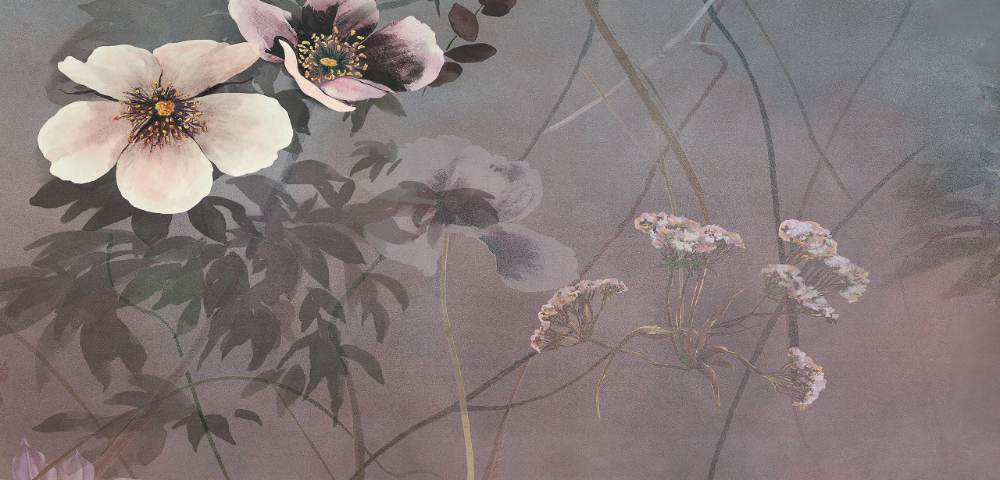 Gemusterte Dekorfliese ABK Wide&Style Country Flowers Pink B, 120x240 cm (4 x 60x120 cm), 8,5 mm, matt
