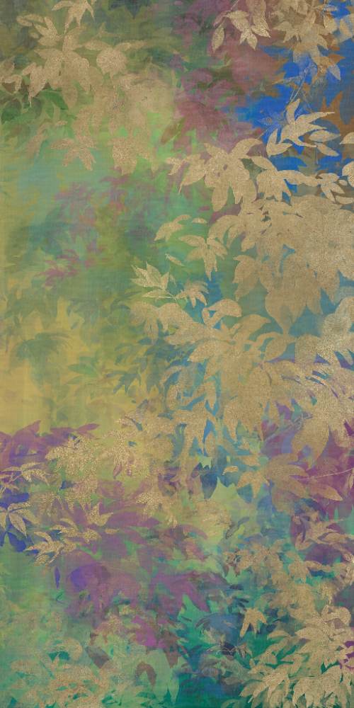Gemusterte Dekor-Grossformatplatte ABK Wide&Style Foliage Yellow B, 160x320 cm, 6 mm, matt
