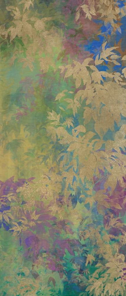 Gemusterte Dekor-Grossformatplatte ABK Wide&Style Foliage Yellow B, 120x280 cm, 6 mm, matt