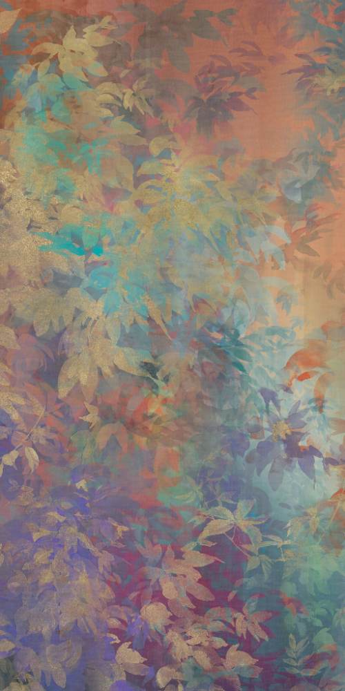 Gemusterte Dekor-Grossformatplatte ABK Wide&Style Foliage Orange A, 160x320 cm, 6 mm, matt