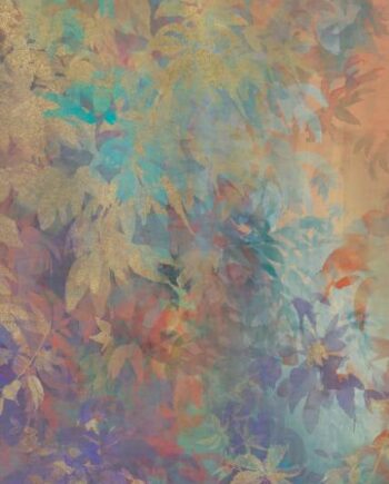 Gemusterte Dekor-Grossformatplatte ABK Wide&Style Foliage Orange A, 120x280 cm, 6 mm, matt