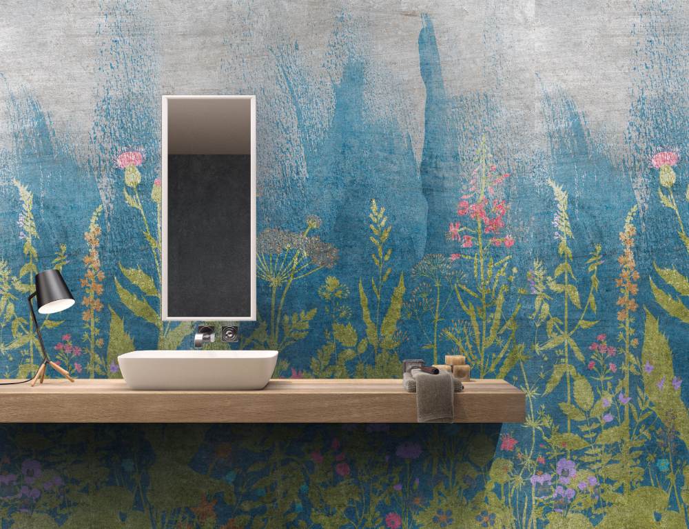 Gemusterte Dekor-Grossformatplatte ABK Wide&Style Botanical A, 120x280 cm, 6 mm, matt