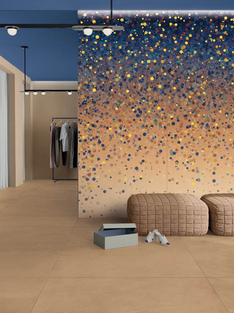 Gemusterte Dekorfliese ABK Wide&Style Confetti Blue A, 120x240 cm (4 x 60x120 cm), 8,5 mm, matt