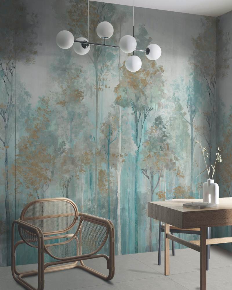 Gemusterte Dekorfliese ABK Wide&Style Trees Purple B, 120x240 cm (4 x 60x120 cm), 8,5 mm, matt