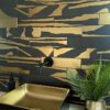 Keramik-Wandfliese mit PVD-Metallmuster Dune Flat Savannah Black & Gold, 7,5x30 cm, 8 mm, Schwarz-Gold – 2