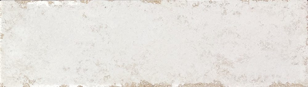 Glänzende Keramik-Wandfliese mit gealterten Kanten Dune Antiga Blanco, 6,9x24 cm, 9 mm, Weiß