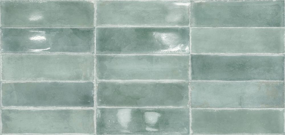 Glänzende Keramik-Wandfliese in Handmade-Optik Dune Atlantique Aquamarine, 6,9x24 cm, 9 mm, Aquamarin – 2
