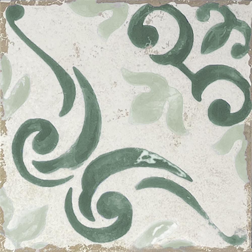 Valencia hüdroplaadi mustriga portselanplaat Dune Antiga Barraquetes Verde, 20x20 cm, 9 mm, roheline