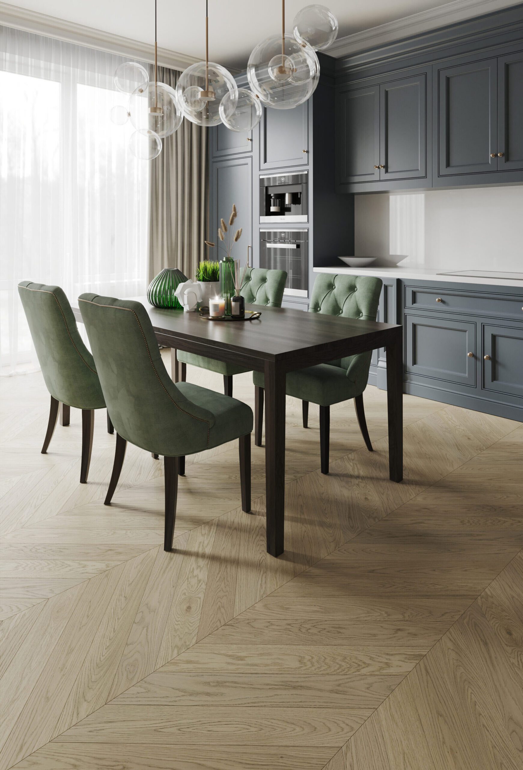 Chevron Parkett Eiche Esta AB Sandstone 780 mm extramatt lackiert – 3