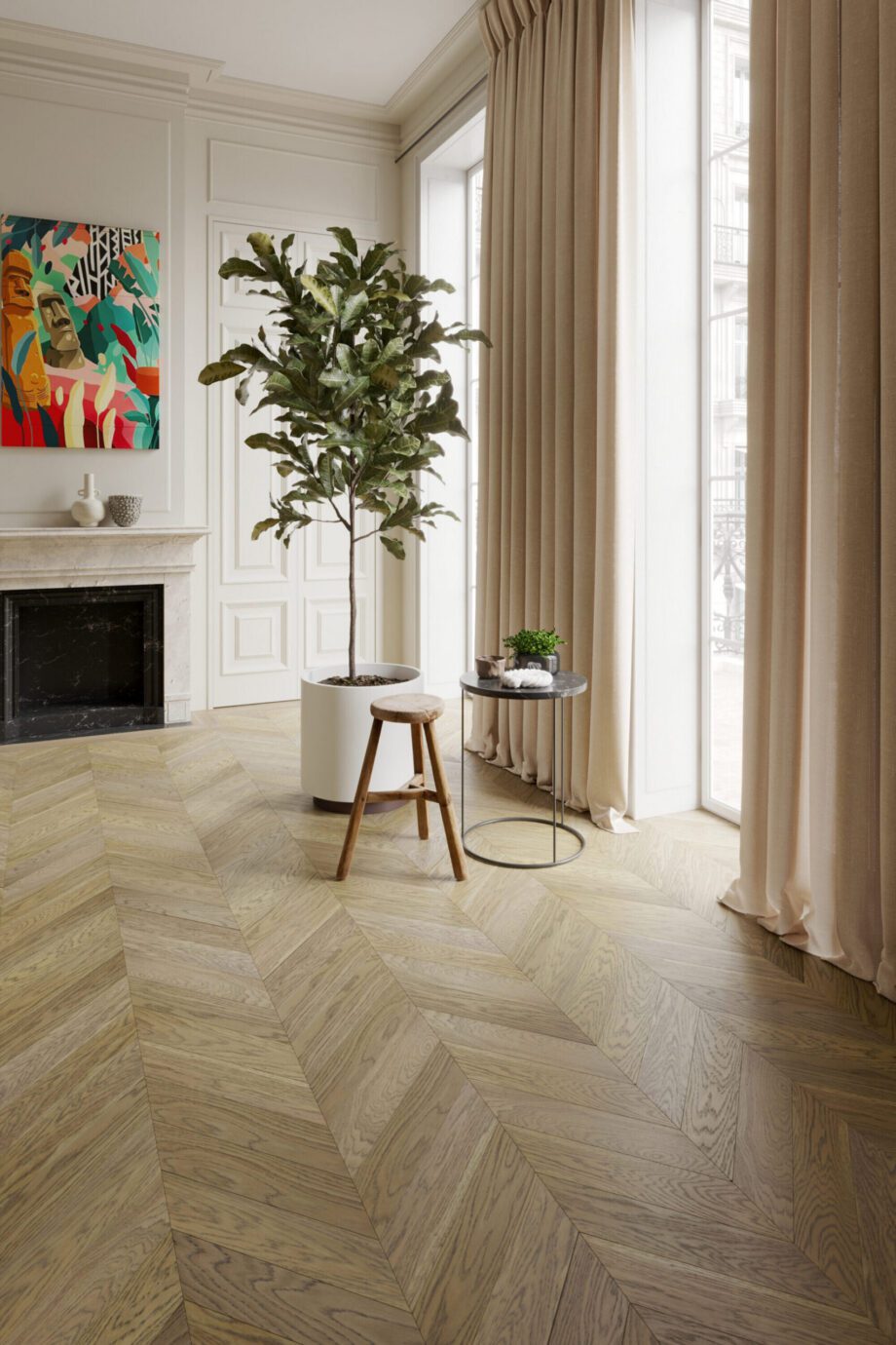 Chevron Parkett Eiche Esta Nordic S Havana extramatt lackiert – Nahaufnahme Chevron Parkett Eiche Esta Nordic S Havana extramatt lackiert – 3