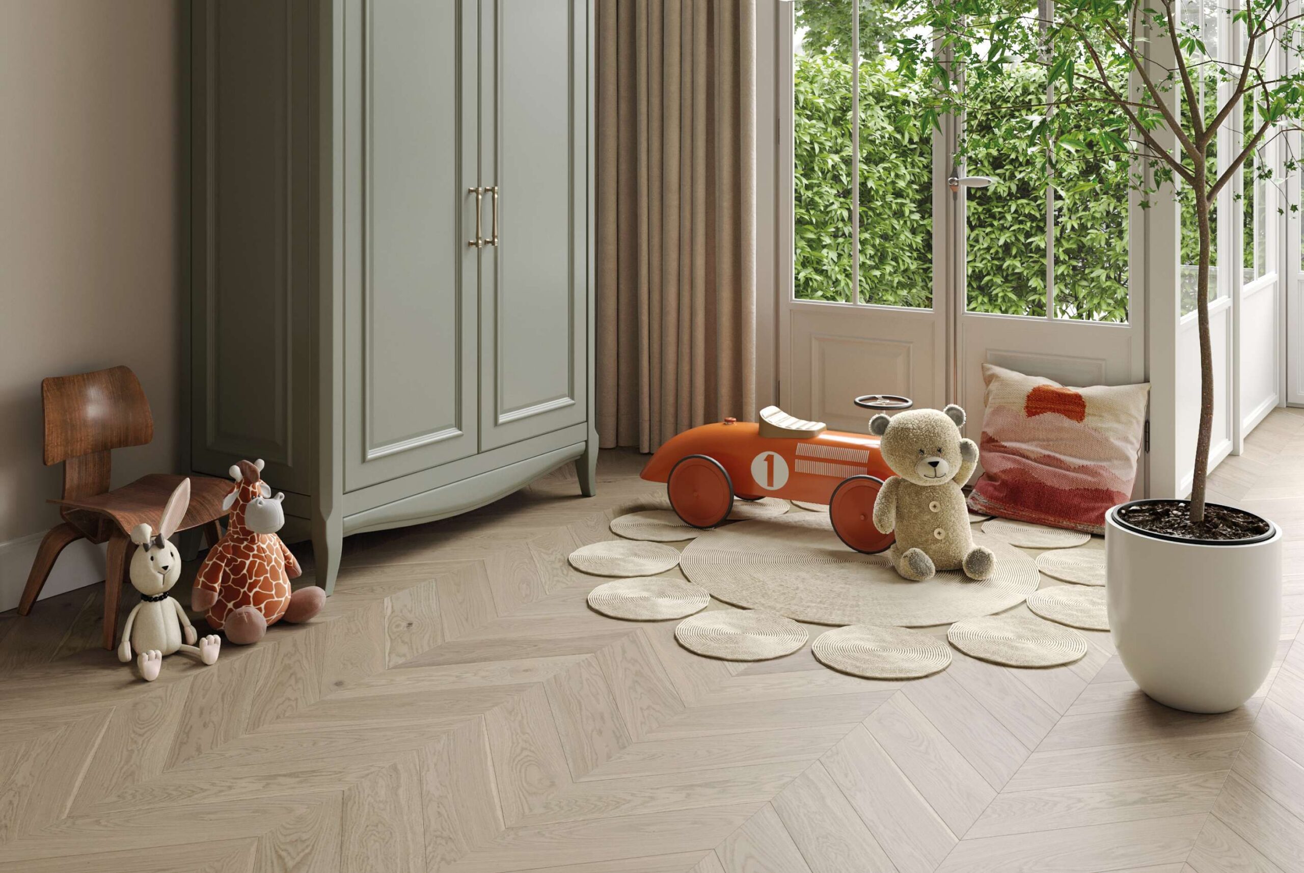 Chevron Parkett Eiche Esta Nordic S Sandstone extramatt lackiert – 3