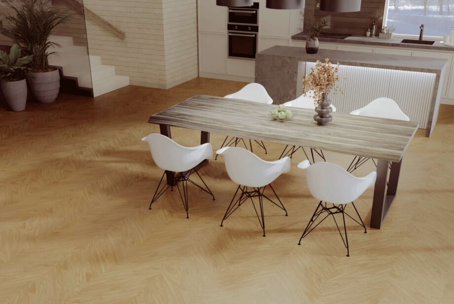 Chevron Parkett Eiche Esta Nova Eco Elite extramatt lackiert – im Wohnraum Chevron Parkett Eiche Esta Nova Eco Elite extramatt lackiert – 3
