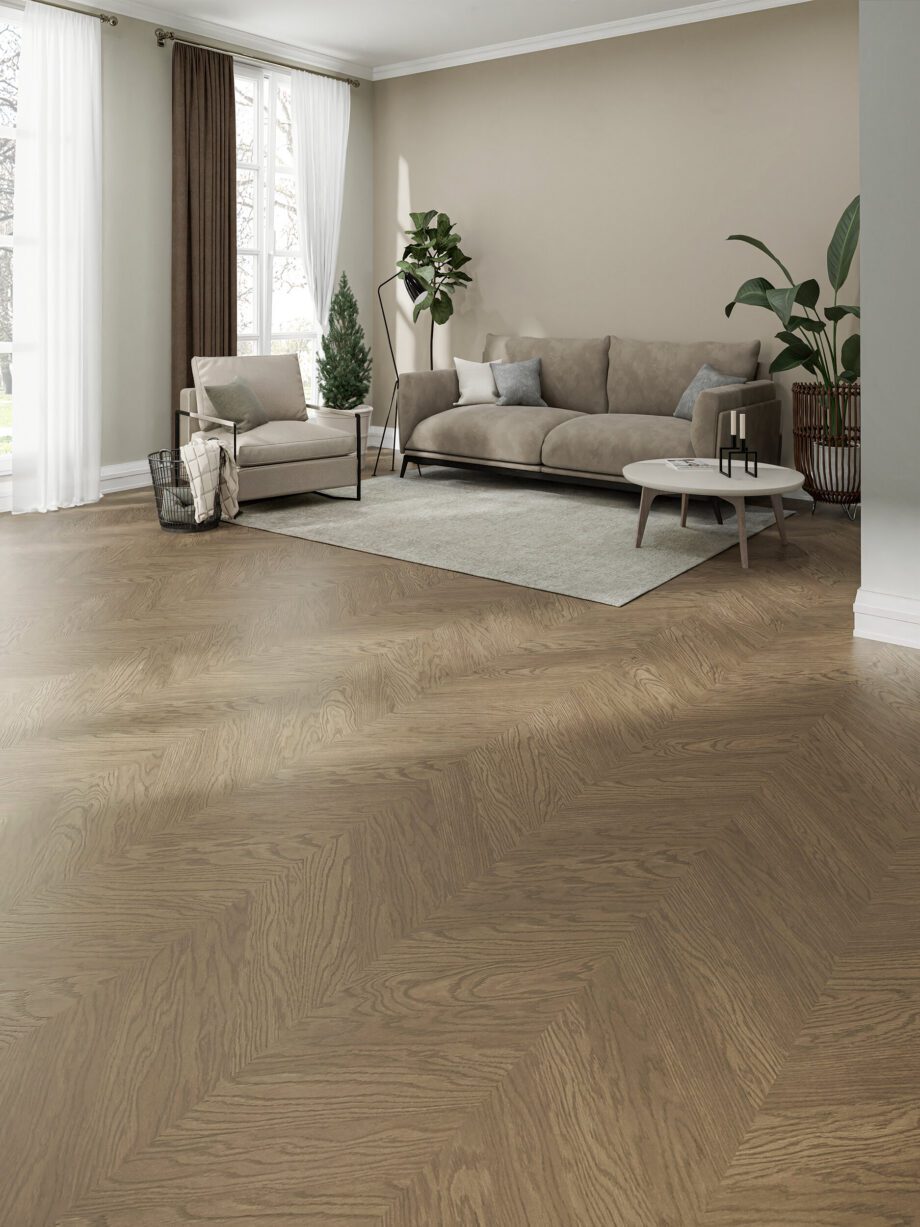 Chevron Parkett Eiche Esta Nova Eco Elite Havana extramatt lackiert – Nahaufnahme Chevron Parkett Eiche Esta Nova Eco Elite Havana extramatt lackiert – 3