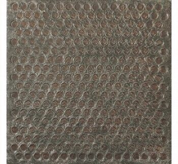Perforeeritud metallpaneeli efektiga portselanplaat Dune Diurne Oxide Plate, 20x20 cm, 9 mm, roostepruun