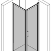 Duschecke Hietakari Bläk 755 New York – 3D-Zeichnung Duschecke Hietakari Bläk 755 New York, Festwand + Drehtür – 3