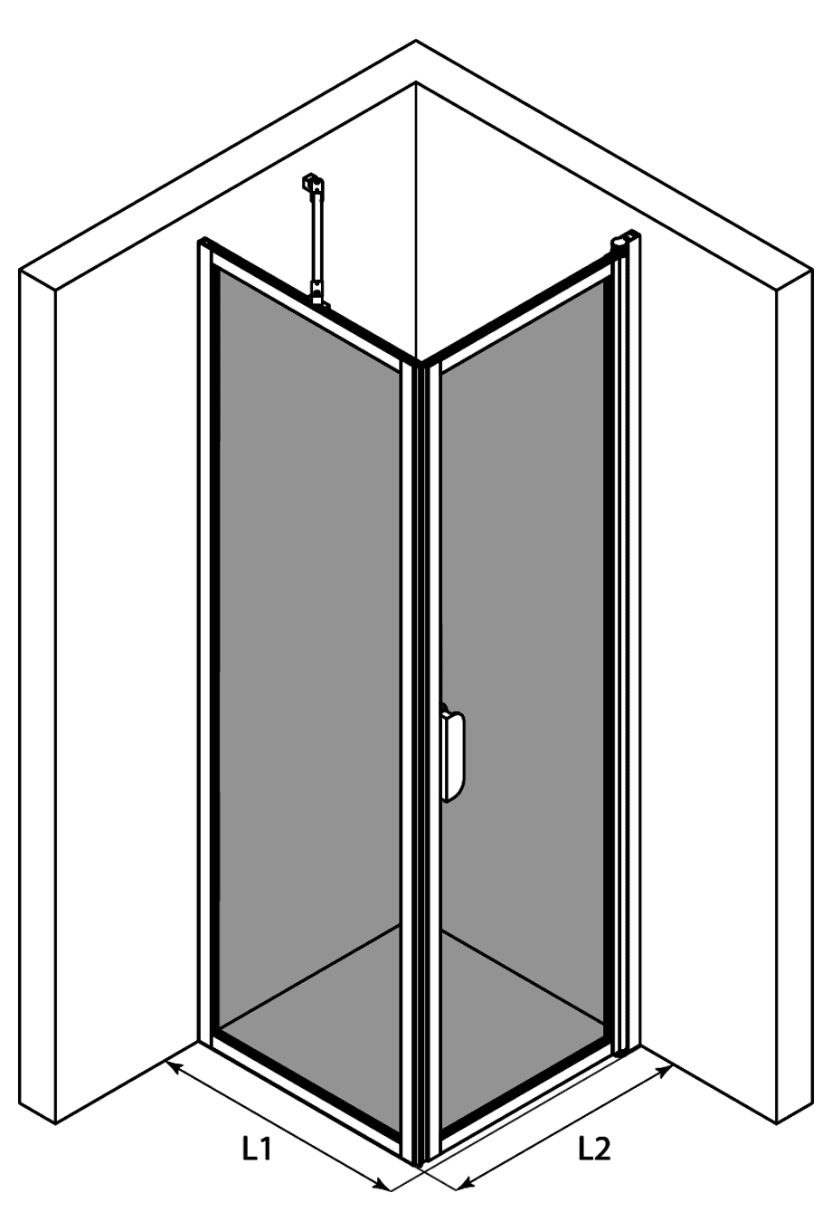 Duschecke Hietakari Bläk 755 New York, Festwand + Drehtür – 3