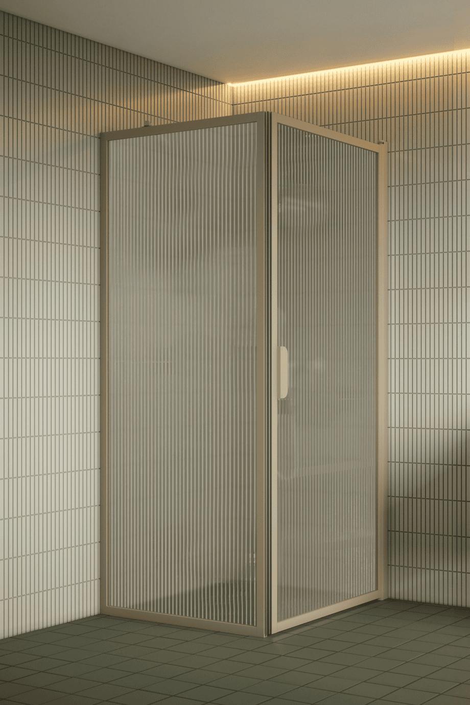 Duschecke Hietakari Bläk 755 New York, Rahmen Sand, Riffelglas (Reeded) Duschecke Hietakari Bläk 755 New York, Rahmen Sand, Riffelglas (Reeded)