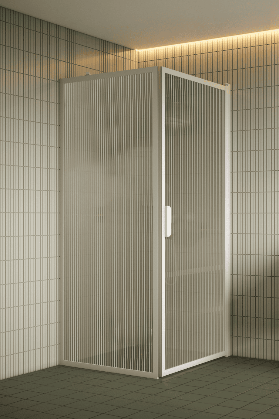 Duschecke Hietakari Bläk 755 New York, weisser Rahmen, Riffelglas (Reeded) Duschecke Hietakari Bläk 755 New York, weisser Rahmen, Riffelglas (Reeded)