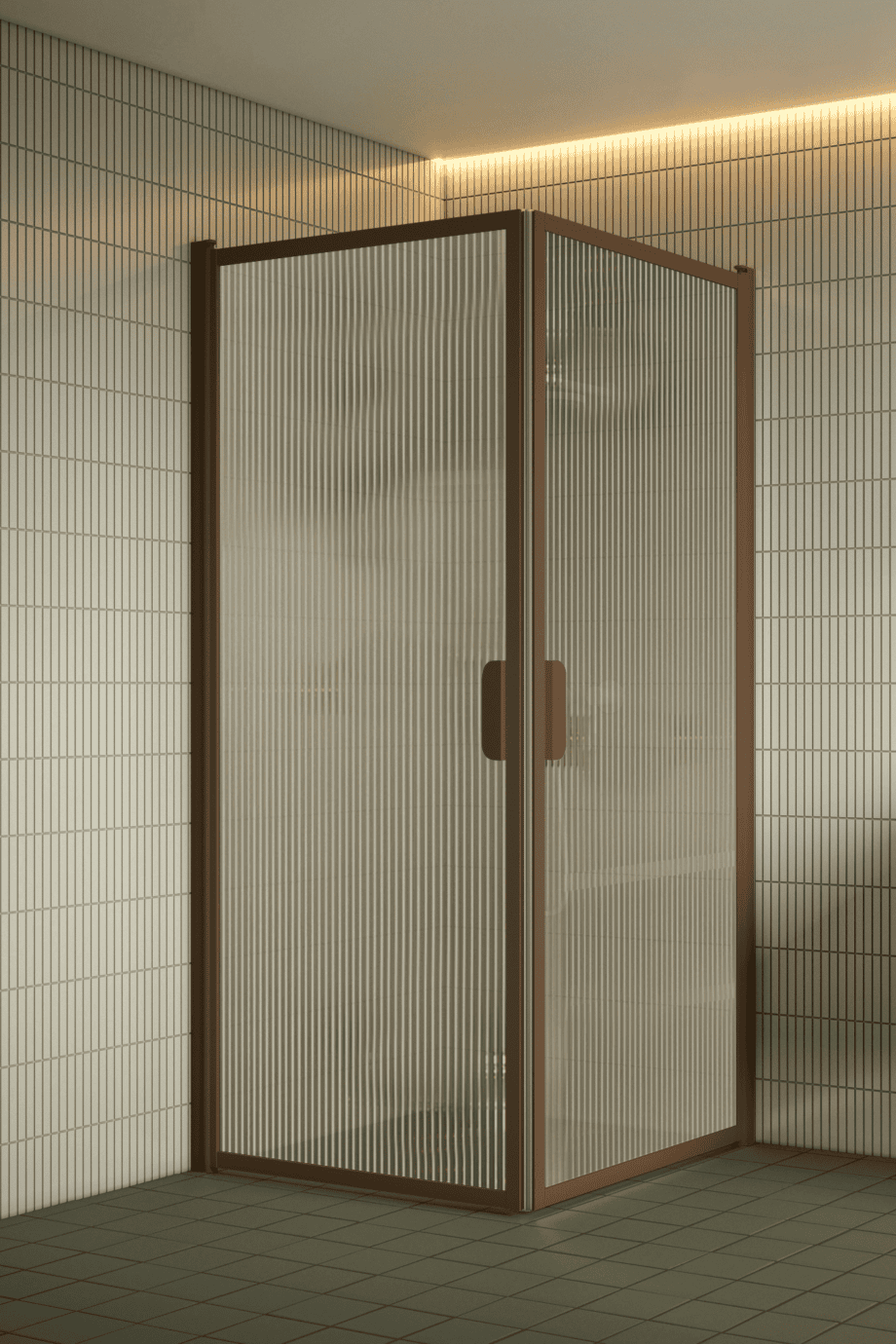 Duschecke Hietakari Bläk 757 New York, Rahmen Mocha, Riffelglas (Reeded) Duschecke Hietakari Bläk 757 New York, Rahmen Mocha, Riffelglas (Reeded)