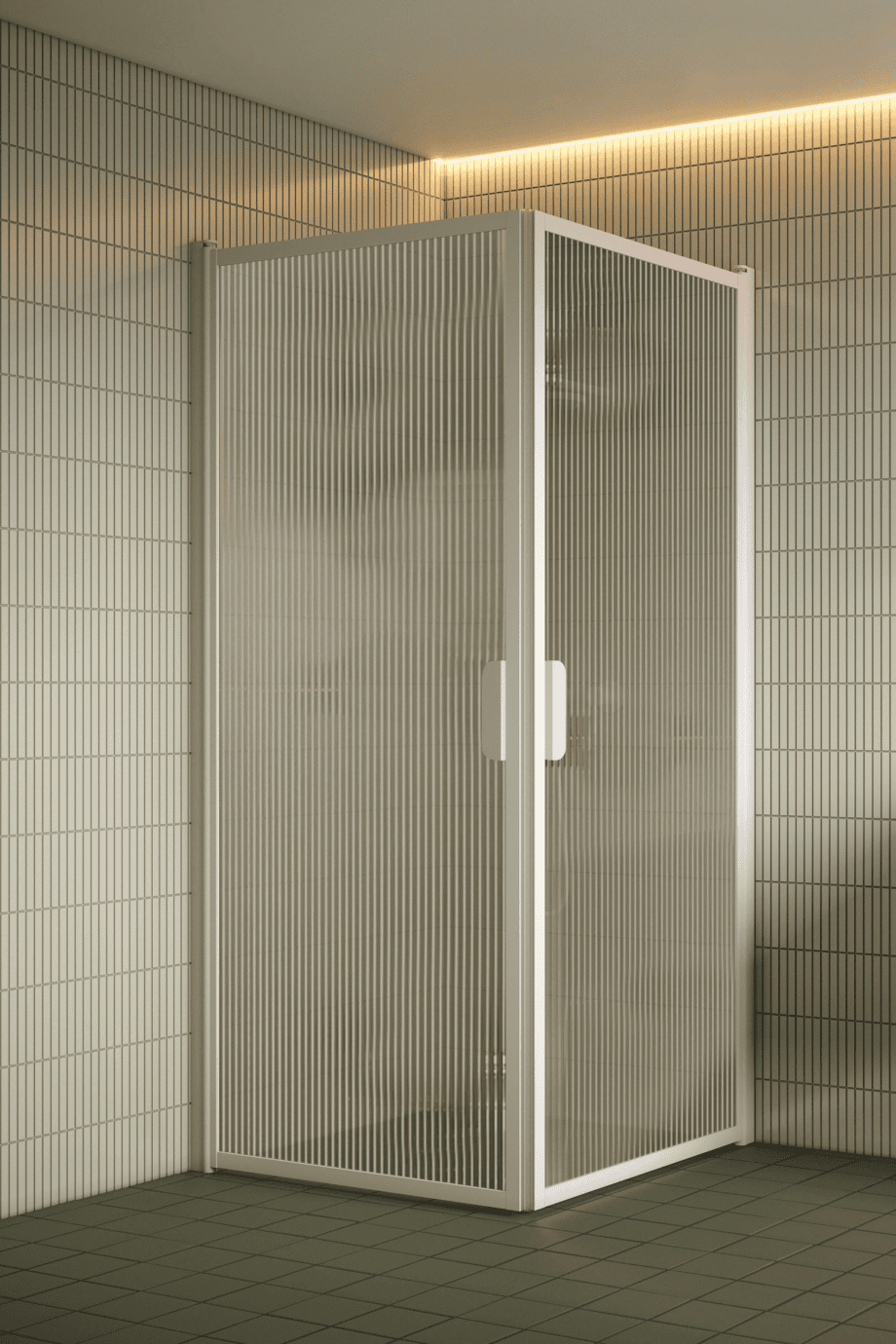 Duschecke Hietakari Bläk 757 New York, weisser Rahmen, Riffelglas (Reeded) Duschecke Hietakari Bläk 757 New York, weisser Rahmen, Riffelglas (Reeded)
