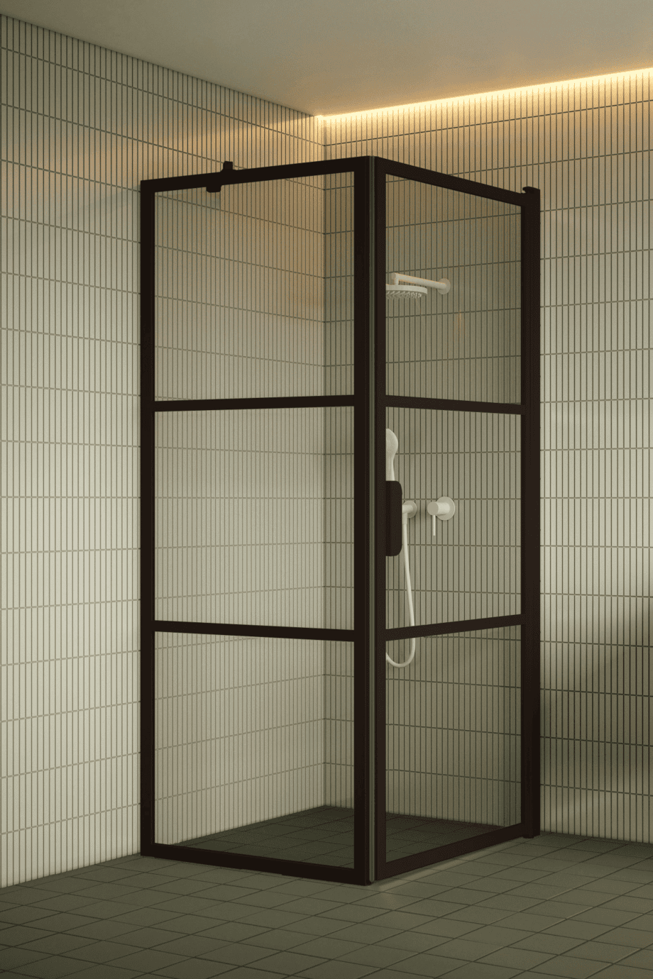 Duschecke Hietakari Bläk 760 Tokyo, Rahmen Cocoa, Klarglas