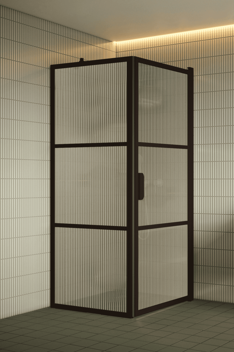 Duschecke Hietakari Bläk 760 Tokyo, Rahmen Cocoa, Riffelglas (Reeded)