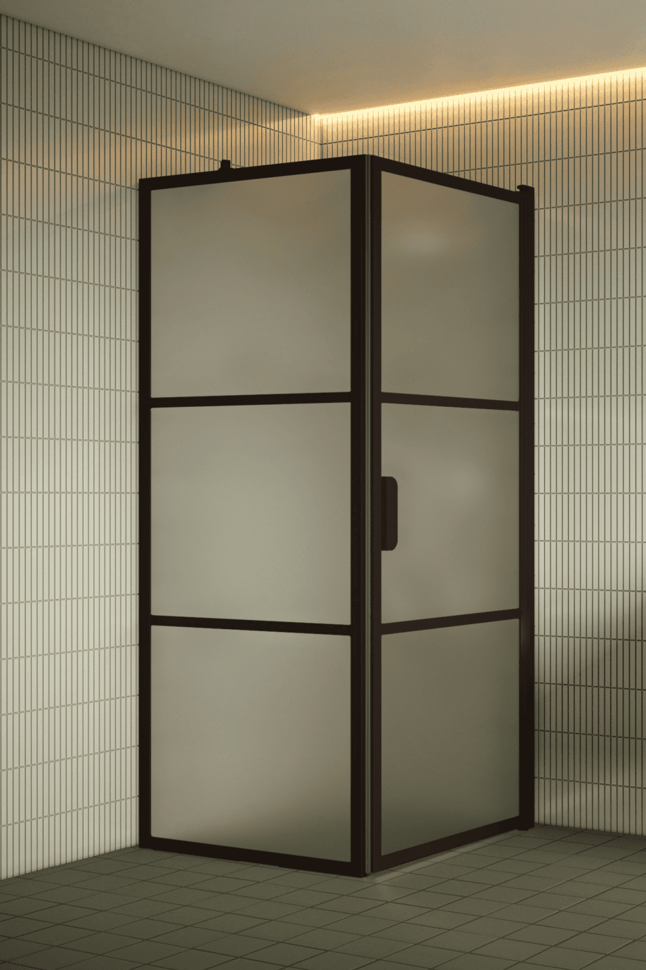 Duschecke Hietakari Bläk 760 Tokyo, Rahmen Cocoa, satiniertes Glas